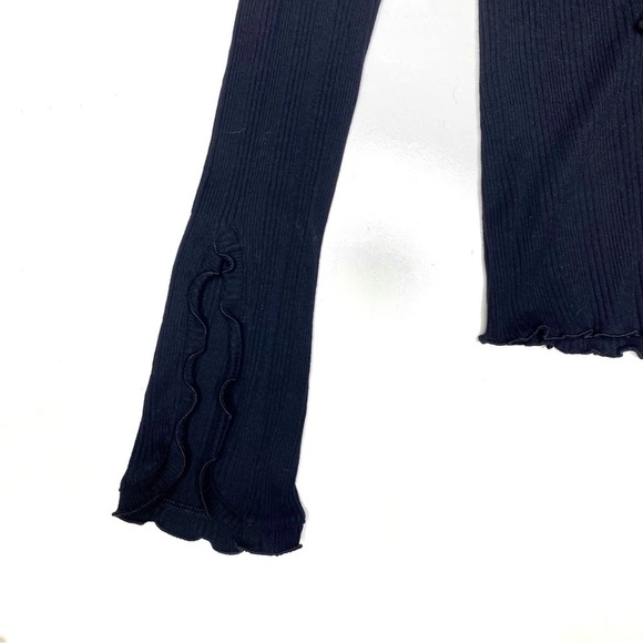 Intimately Free People Ribbed V Neck along Sleeve Top Black XS - Picture 2 of 6